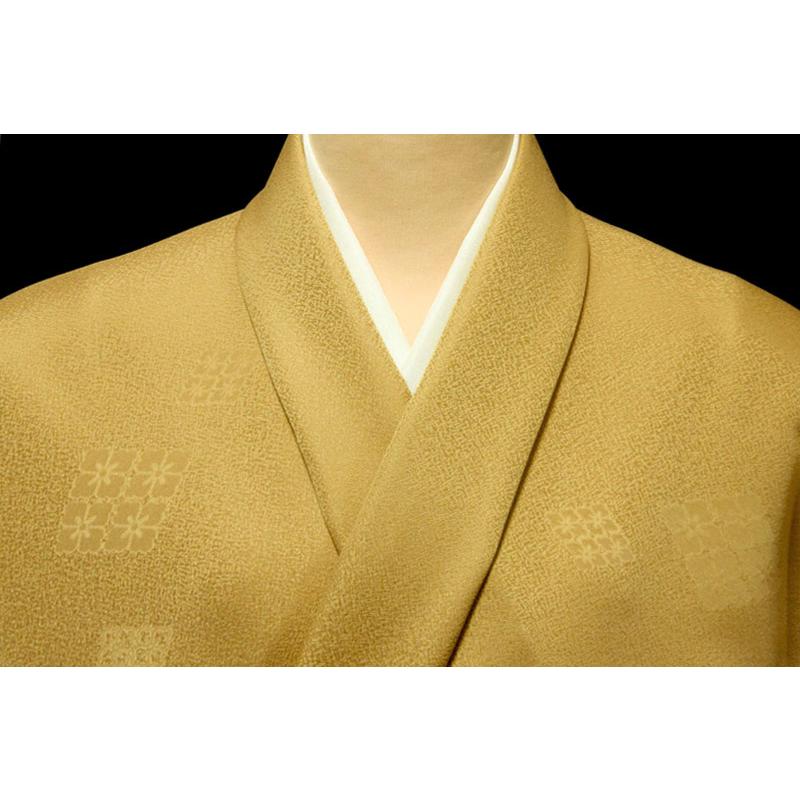 色無地　紋意匠　花菱文　マスタードの画像