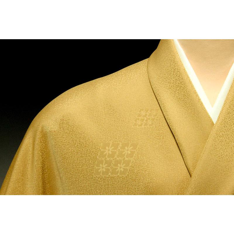色無地　紋意匠　花菱文　マスタードの画像