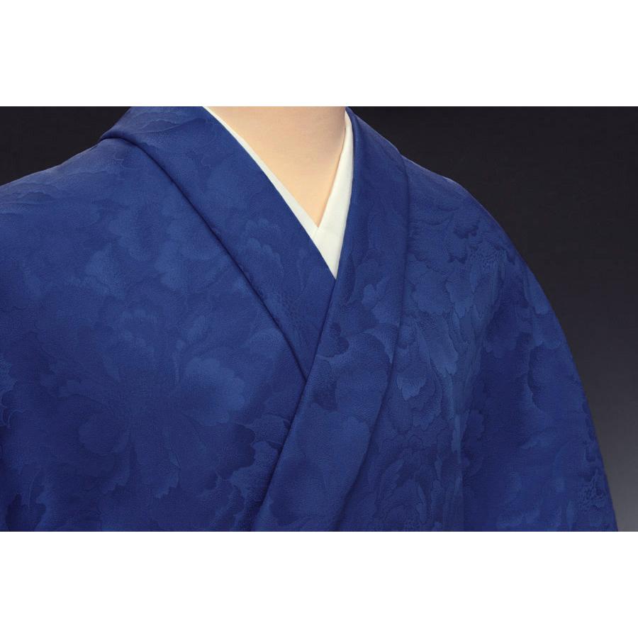 色無地 紋意匠 牡丹尽くし文 青色 : 色無地着物専門 みやこさかえ