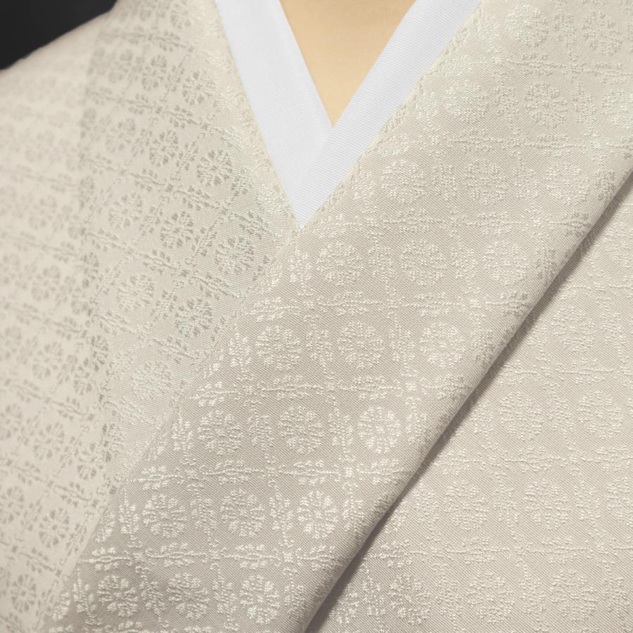 色無地　紋意匠　有職小葵文　白鼠色【反物1反・胴裏1枚・共色八掛1枚のセット】の画像