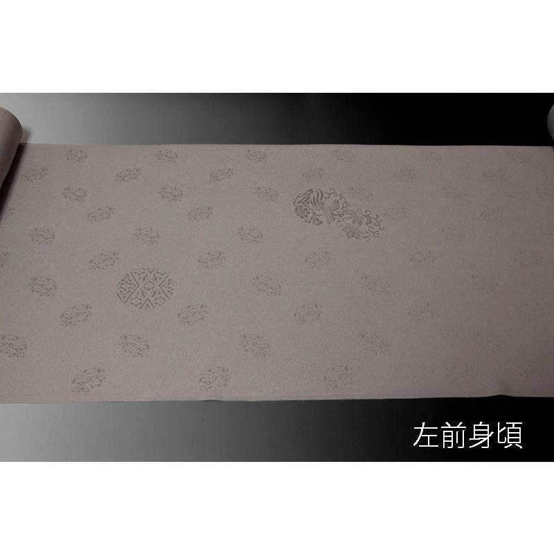 色無地 木目調 紋意匠 八掛付き 薄墨色 正絹 反物