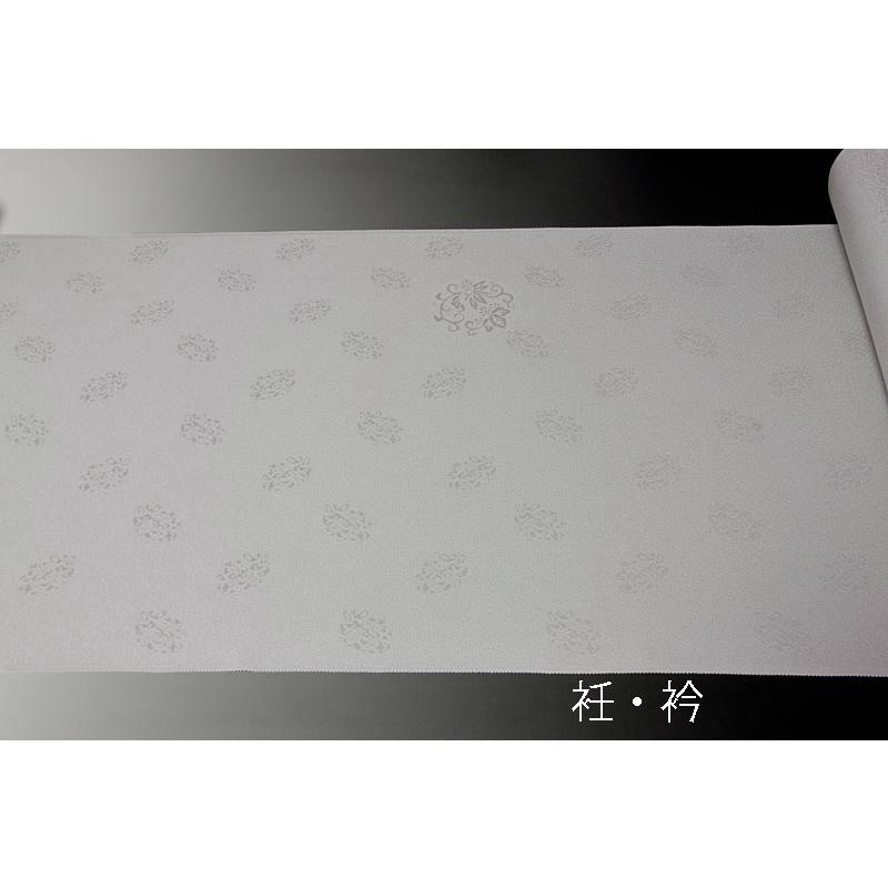 色無地　付下げ柄　椿地桐竹鳳凰文　白鼠【反物1反・正絹胴裏1枚・正絹共色八掛1枚のセット】の画像