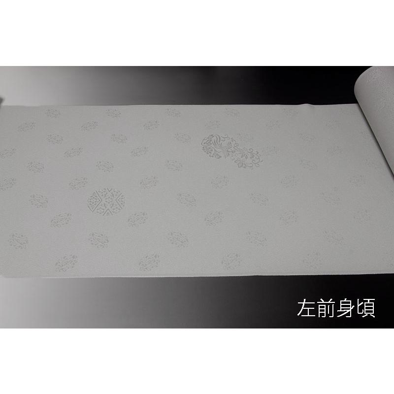 色無地　付下げ柄　椿地桐竹鳳凰文　白鼠【反物1反・正絹胴裏1枚・正絹共色八掛1枚のセット】の画像