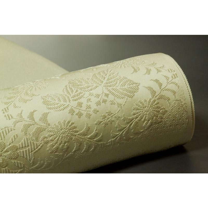 色無地 紋意匠 絵羽柄 雲取有職文 薄鶸茶色 【反物1反・正絹胴裏1枚