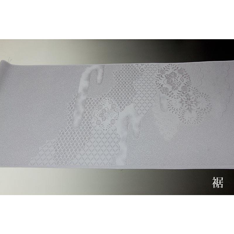 色無地 紋意匠 絵羽柄 雲取有職文 紫のニュアンスの白鼠【反物1反