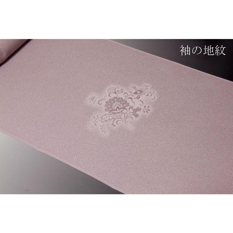 色無地　紋意匠　絵羽柄　更紗唐花文　鳩羽鼠【反物1反・正絹胴裏1枚・正絹共色別八掛1枚のセット】の画像