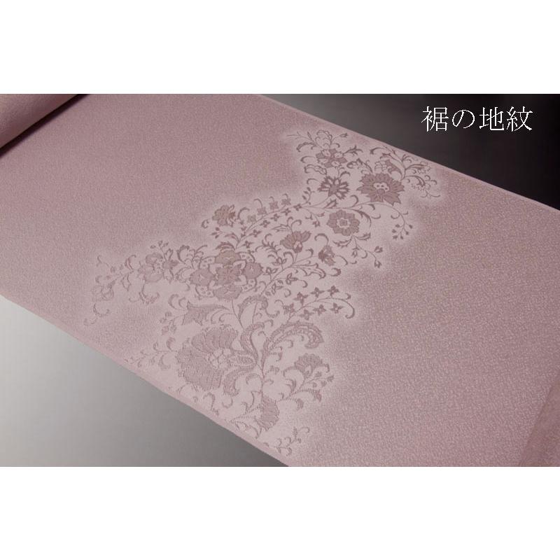 色無地　紋意匠　絵羽柄　更紗唐花文　鳩羽鼠【反物1反・正絹胴裏1枚・正絹共色別八掛1枚のセット】の画像