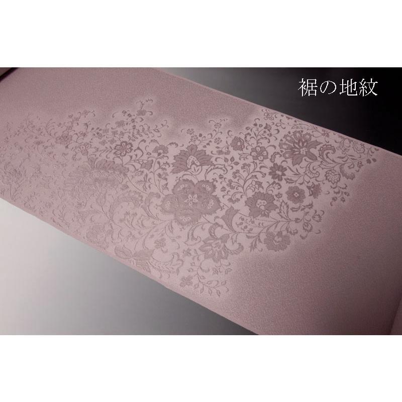 色無地　紋意匠　絵羽柄　更紗唐花文　鳩羽鼠【反物1反・正絹胴裏1枚・正絹共色別八掛1枚のセット】の画像