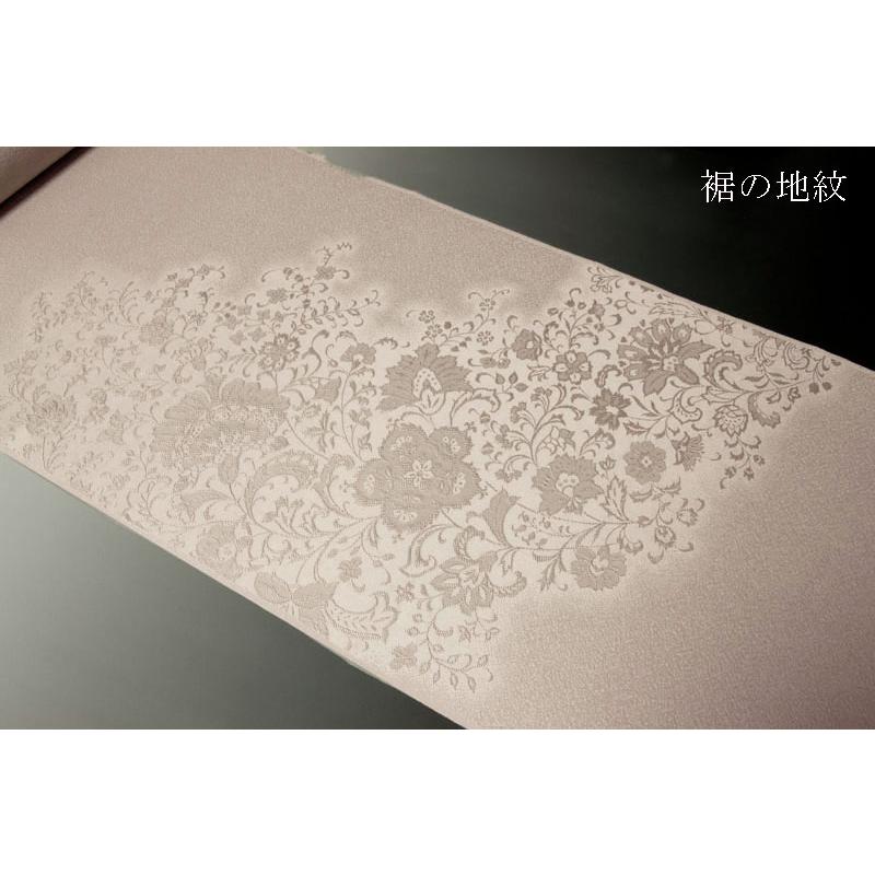 色無地 紋意匠 絵羽柄 更紗唐花文 利休白茶 【反物1反・正絹胴裏1枚