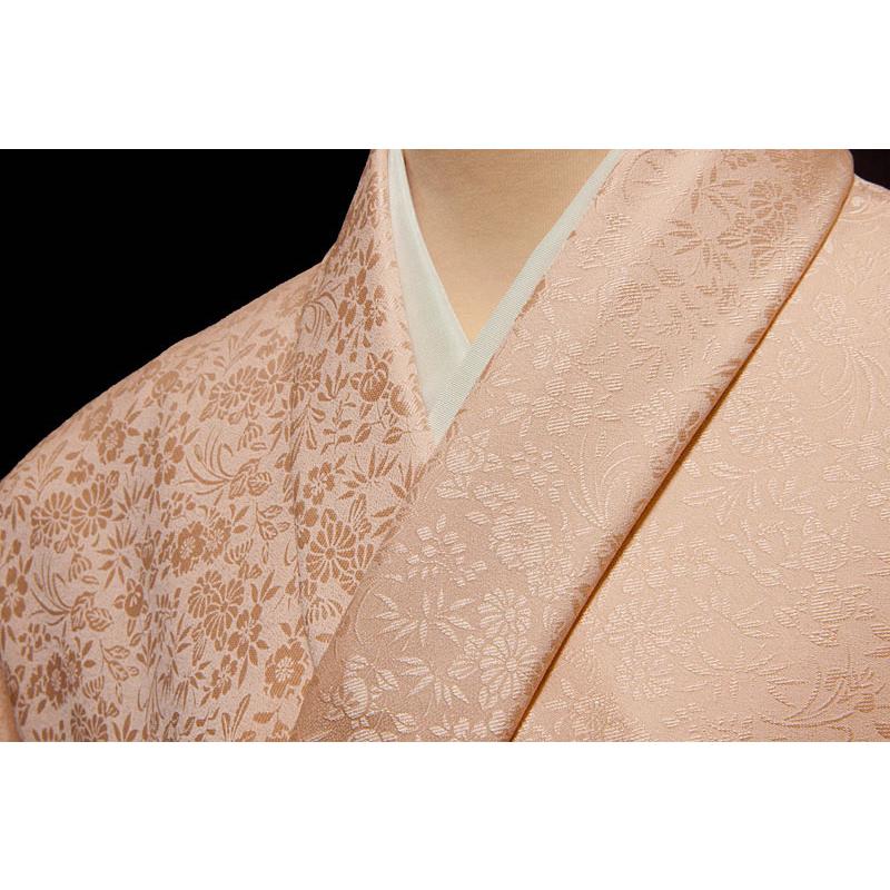 色無地 ふくれ織 紋意匠 辻ヶ花 伝彩草木染 八掛付き 正絹 反物