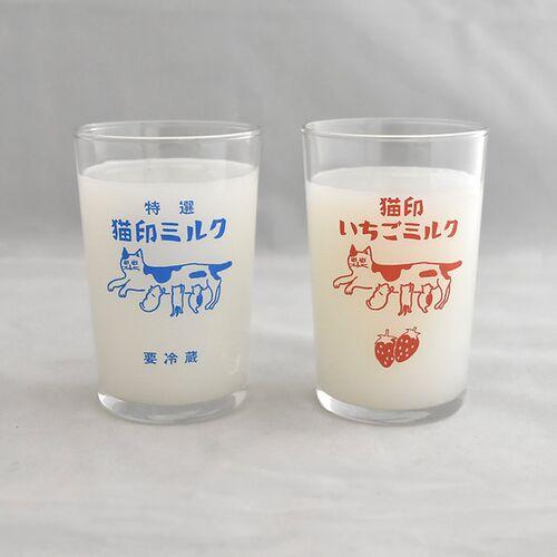 猫印 いちごミルク グラス 180ml 日本製 星羊社 ねこ ネコ 猫 猫柄 猫グッズ おしゃれ かわいい コップ プレゼント ギフト MILK GLASS 赤 レッド｜miyakozakkaten｜04