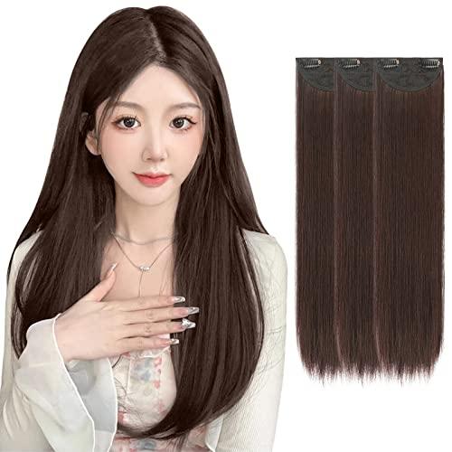 FESHFEN 襟足ウィッグ 3枚セット ロング ストレート エクステ