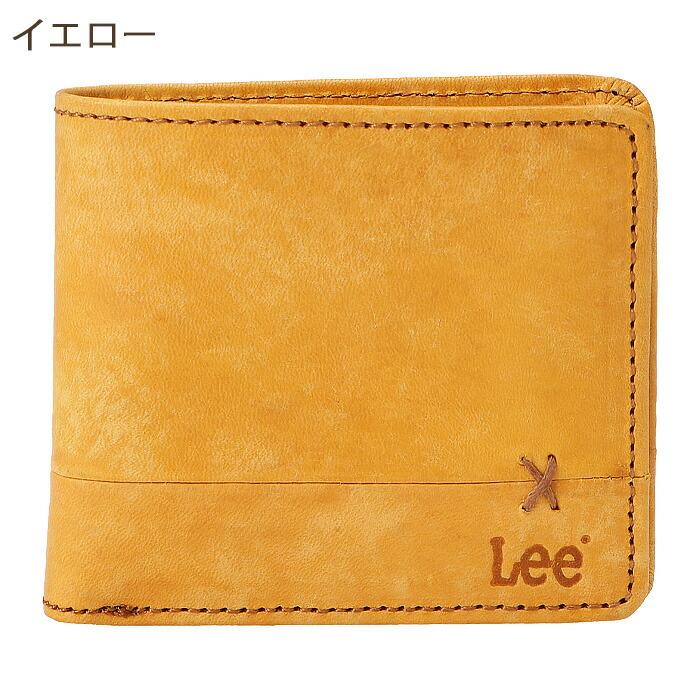 イタリアンレザー　ドラーロで製作の二つ折り財布 イエロー&レッド Lee（リー） 二つ折り財布 メンズ 小銭入れ 財布 本革 イタリアン
