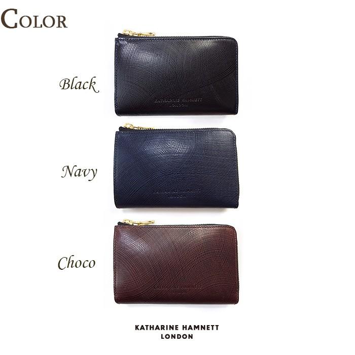 ★美品♪【キャサリンハムネット】牛革＊小さめ折り財布★ネイビー★ KATHARINE HAMNETT（キャサリンハムネット） 二つ折り財布 縦型 牛革