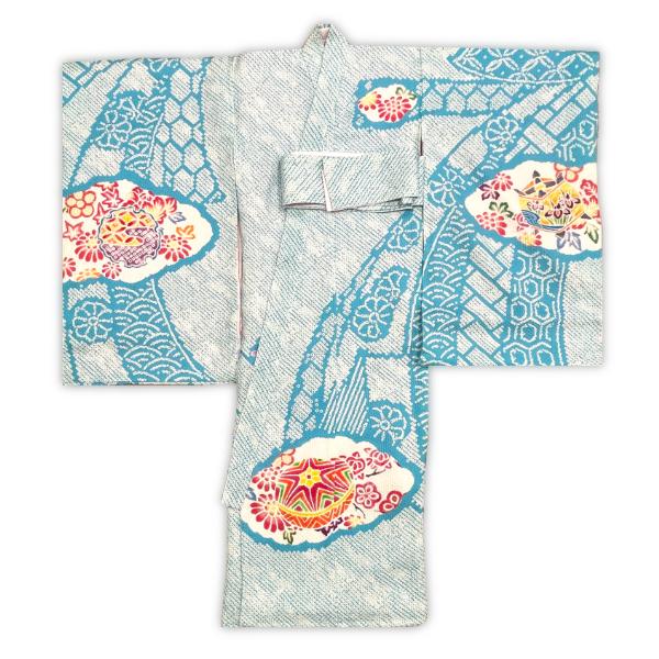 御祝着 7-1087 初着 産着 祝着 晴れ着 お仕立て上り 正絹 七五三 女の子 お宮参り  総絞り 送料無料_1