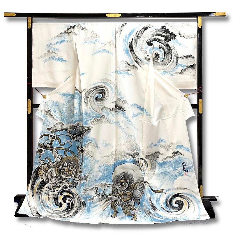 正規流通品 風神雷神図 訪問着 衣装 立ち 着物 男きもの 手描き 役者 大衆演劇 仕立代と裏地込み きもの お仕立付き 7 1158 割引卸値 Ameriaadvisory Am