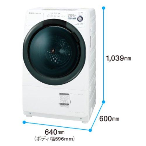 シャープ 洗濯乾燥機 ドラム式 左開き 7kg ホワイト ES-S7B-WL 左開き 
