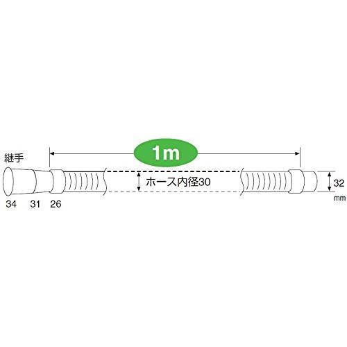 SANEI 洗濯機排水ホース 延長用 1m 26・31・34ｍｍに対応 グリーン PH64-861T-1｜miyanojin6｜04