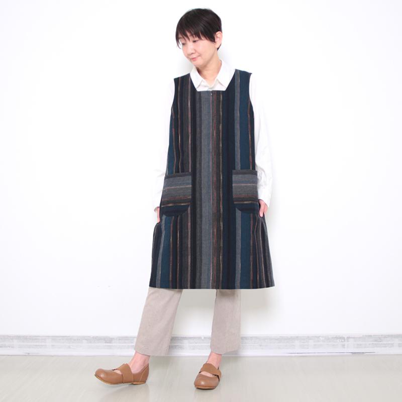 彩藍 チュニックエプロン wataridori ブルー 綿100% レディース 日本製