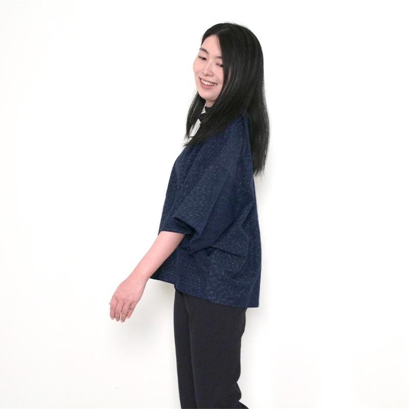 彩藍 ゆったりしじらプルオーバー ホワイト ネイビー 白 紺 春夏秋向け