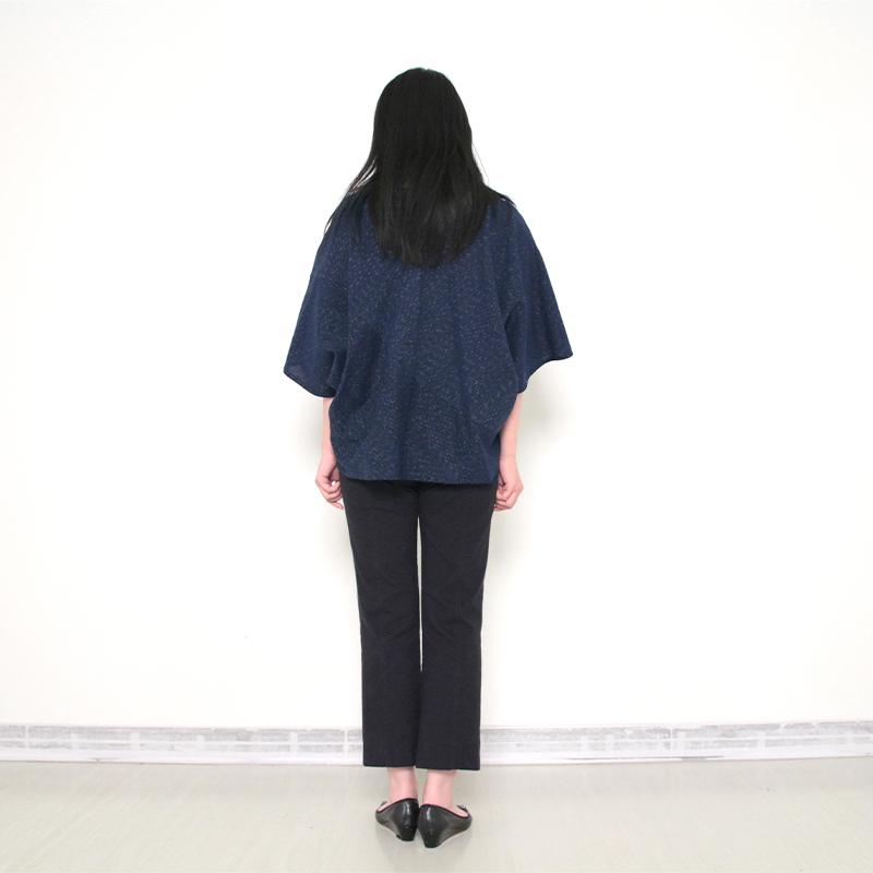 彩藍 ゆったりしじらプルオーバー ホワイト ネイビー 白 紺 春夏秋向け