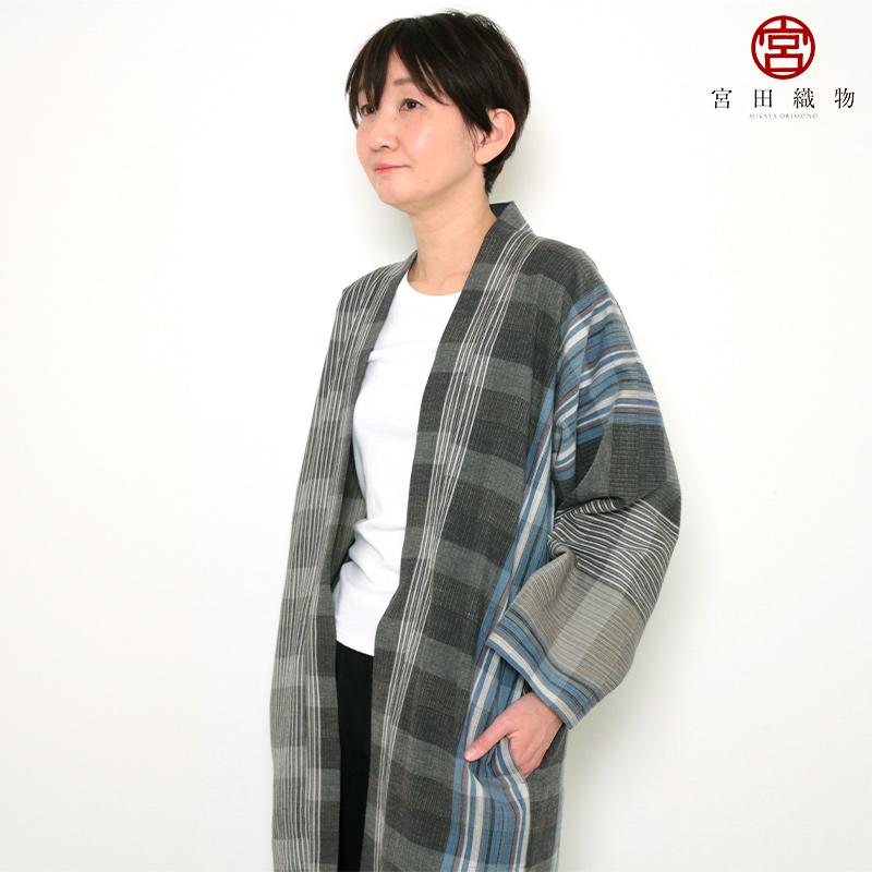 宮田織物 haori syoubu long 菖蒲 しょうぶ グリーン 春夏秋向け 綿100