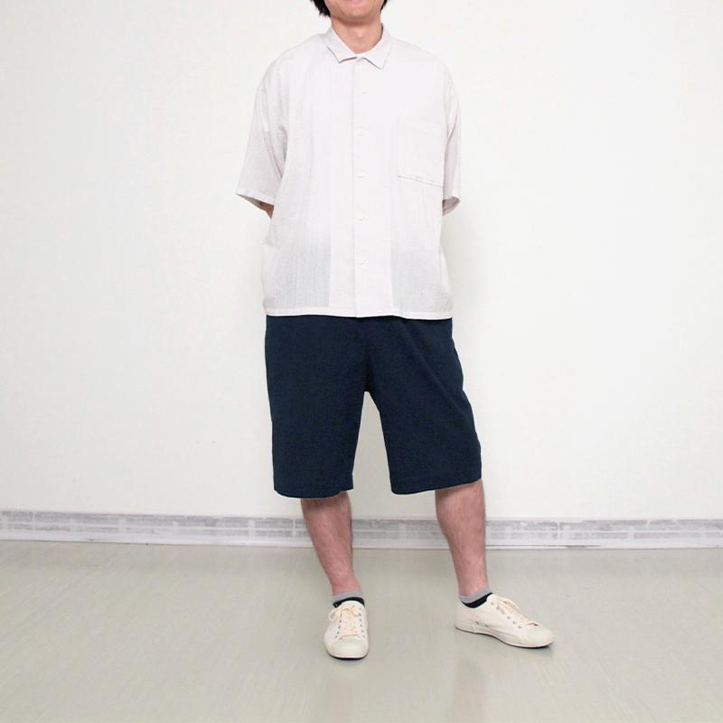 ハーフパンツ しじら 紺・グレー 綿100% 夏用 紳士用 メンズ