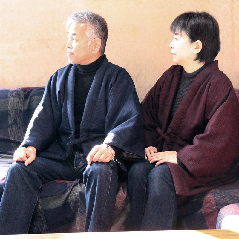 半纏 新亀甲 真綿袢天 紺 黒赤 中わた 絹100％ 絹わた 真綿 高級【通販