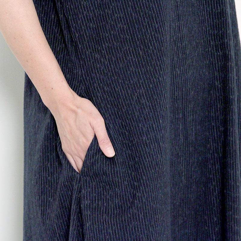 宮田織物 ワンピース 彩藍 蚊絣調しじら 紺 綿100％ レディース : 宮田