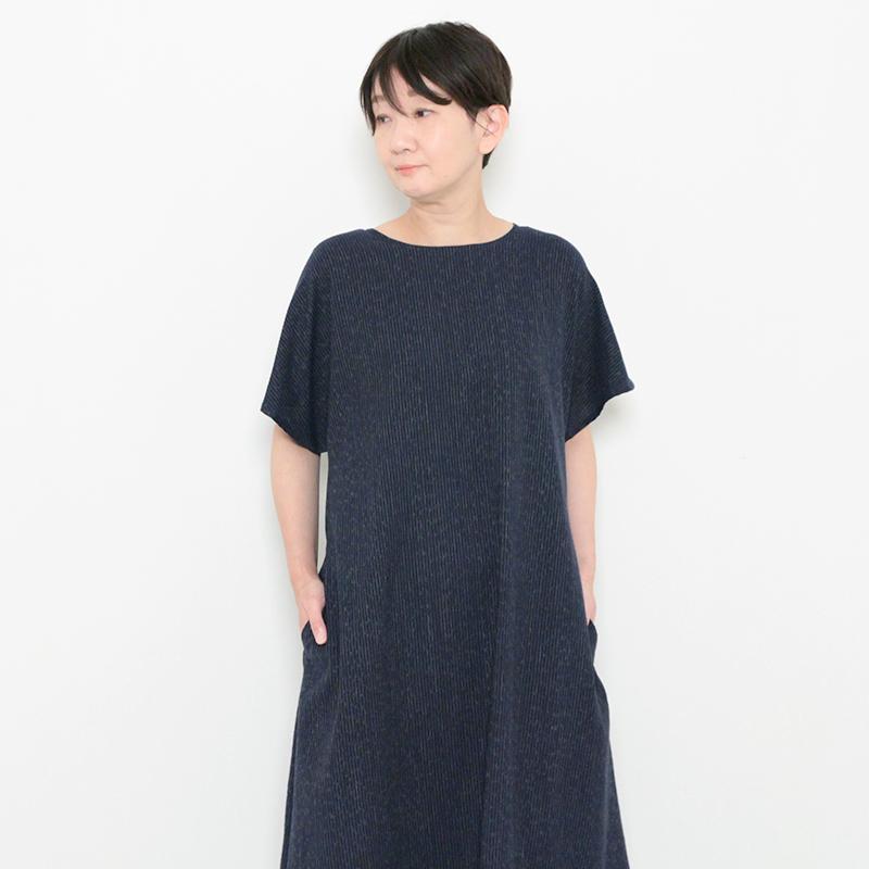 宮田織物 ワンピース 彩藍 蚊絣調しじら 紺 綿100％ レディース : 宮田