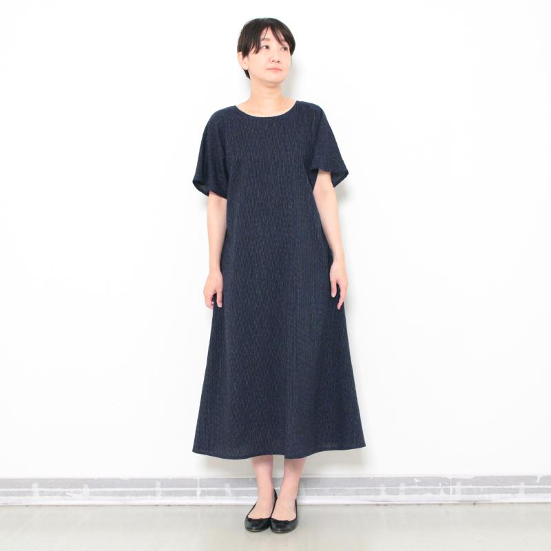 宮田織物 ワンピース 彩藍 蚊絣調しじら 紺 綿100％ レディース : 宮田