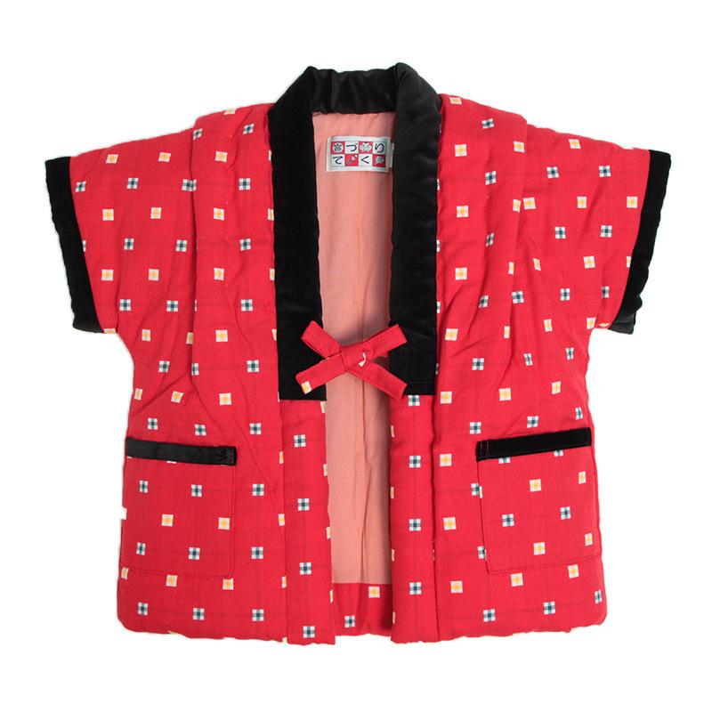 半袖半纏 こどもやっこ 綿カット柄 紺/赤 90/100/110cm 日本製 宮田