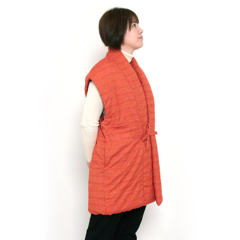 寒さ対策 泡雪ロングポンチョ(袖なしはんてん) 日本製 宮田織物