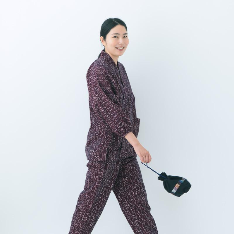 高級 作務衣 サムエ 新型 水鞠 女性 レディース エンジ/紺白/ブルー 春