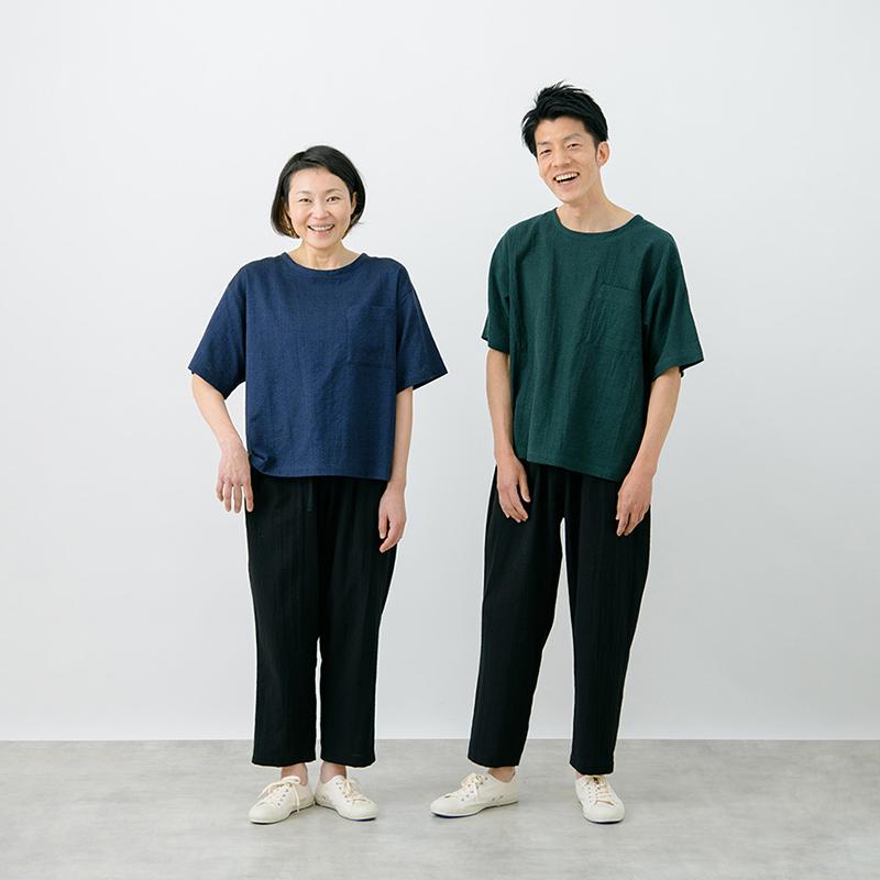 母の日 2024 ギフト YAYA SHIJIRA PANTS ブラック/ネイビー/グリーン S-M/L 綿100％ 男女兼用 宮田織物 日本製 しじら織り 春夏秋向け｜miyata｜11