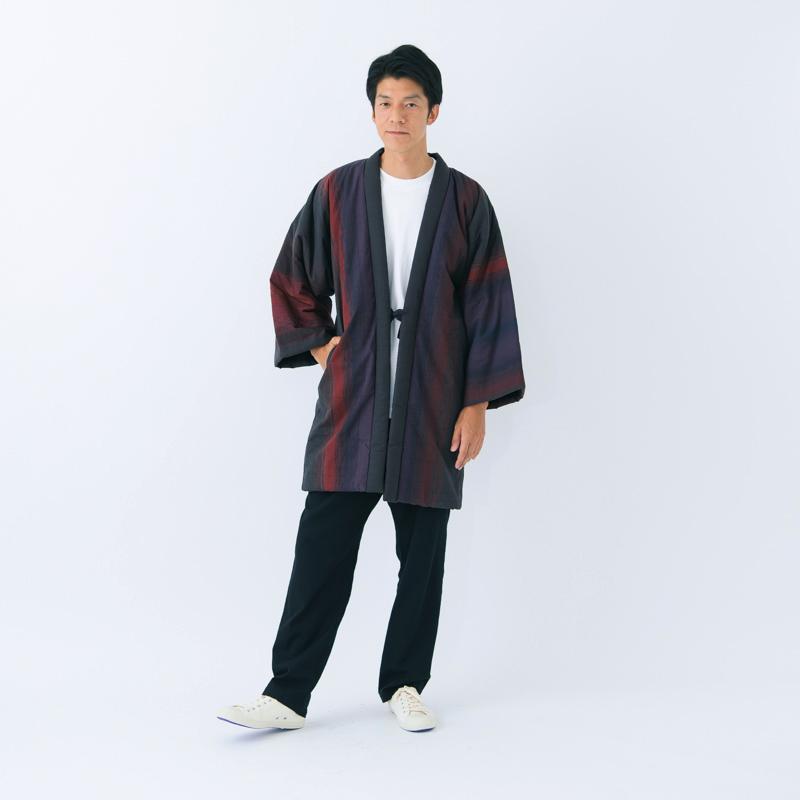 半纏 鬼火 おにび 袢天 黒のみ 中わた 綿100% ロング95cm丈 粋シリーズ