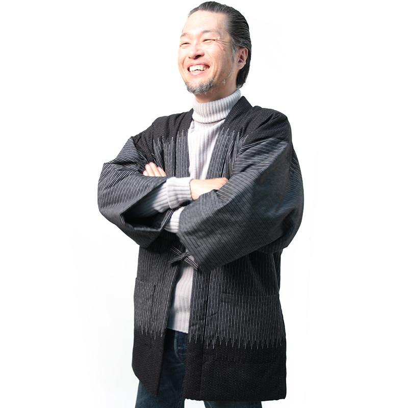 おしゃれ 夜空はんてん(袢天・半纏) 黒 日本製 宮田織物謹製 袢纏 