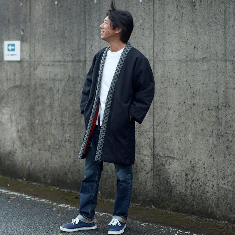 狐火はんてん(袢天・半纏) 日本製 宮田織物謹製 袢纏 どてら メンズ