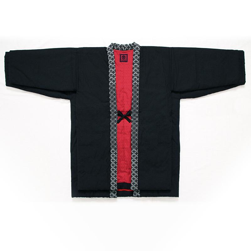 狐火はんてん(袢天・半纏) oversized ブラック ロング100cm丈