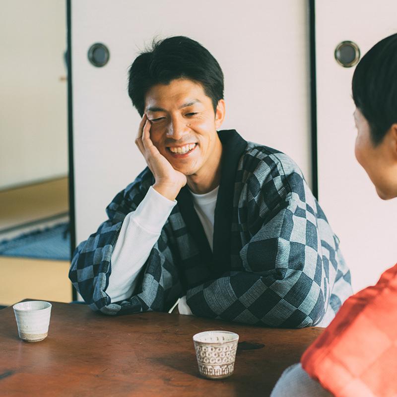 華市松はんてん(袢天・半纏) 日本製 宮田織物謹製 袢纏 どてら メンズ・レディース 綿入り 継承シリーズ 久留米 寒さ対策 おしゃれ シニア 防寒 高級 還暦祝