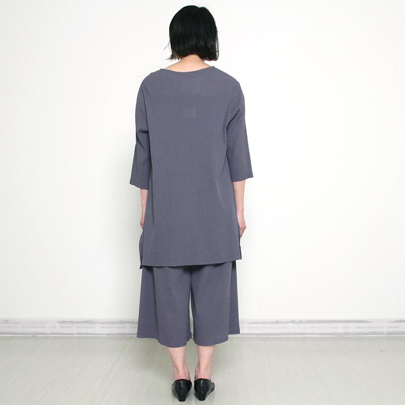 ギフト 五感 gokan 高島ちぢみ プルオーバー チュニック丈 グレー