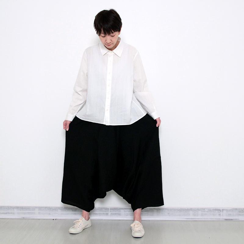 新品◎かぐれ◎ウールリネンサルエルパンツ//ブラック かぐれ（カグレ）の「ウールリネンサルエルパンツ（その他パンツ