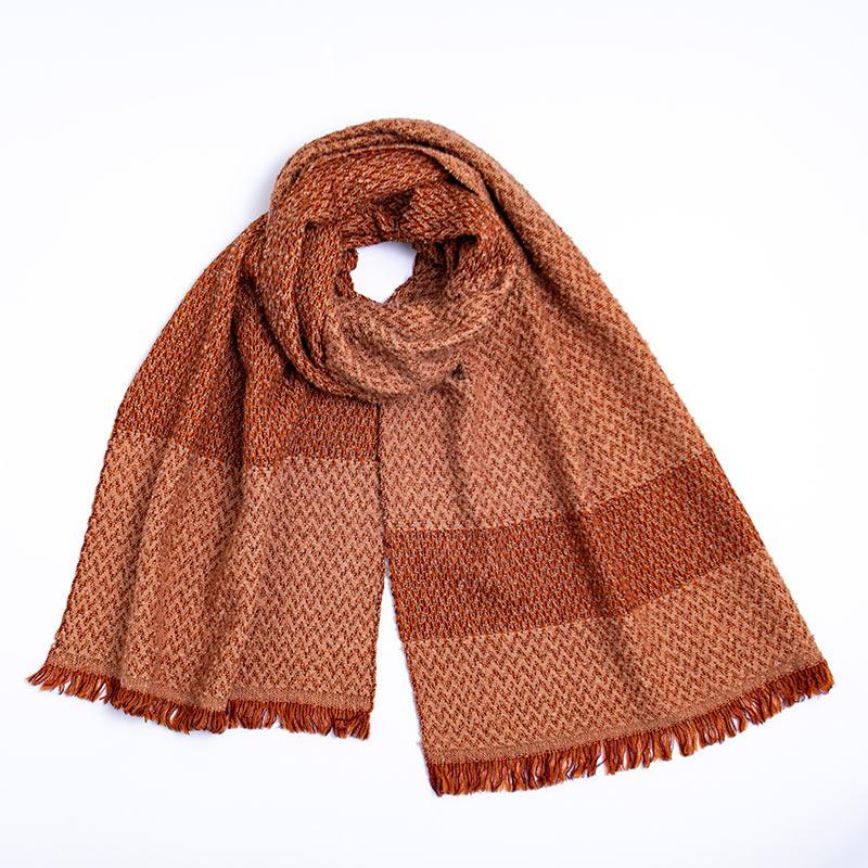 寒さ対策 工房織座 LOOP WOOL COTTON MUFFLER herringbone ウール