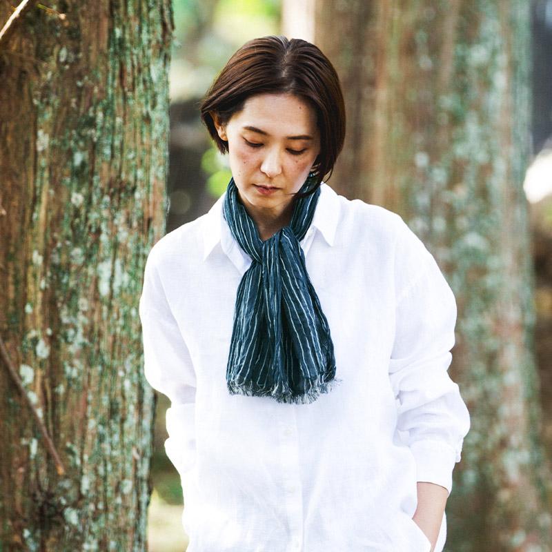 工房織座（kobo oriza） KUSHU LINEN COTTON TENUGUI SCARF リネン