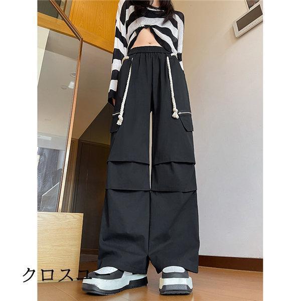 カーゴパンツ レディース 大きいサイズ ワークパンツ ワイドパンツ オシャレ ズボン ゆったり ハイウエスト ダンスパンツ ヒップホップ 春秋