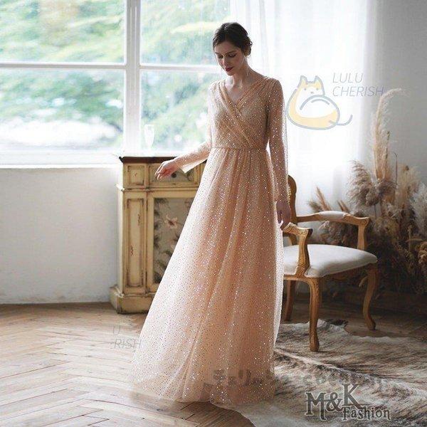 売れ筋ランキングも ウエディングドレス カラードレス 長袖 購入 袖あり 二次会 格安 安い Aライン フォトウエディング Aライン サイズ L Amilian De