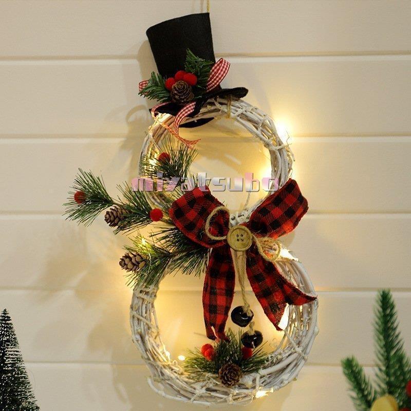 楽天 クリスマスリース 可愛い 壁飾り Led 電飾付き 玄関リース ドアチャーム 装飾 デコレーション X Mas 飾り イベント クリスマスパーティ サンタ 雪だるま形 新着商品 Turningheadskennel Com