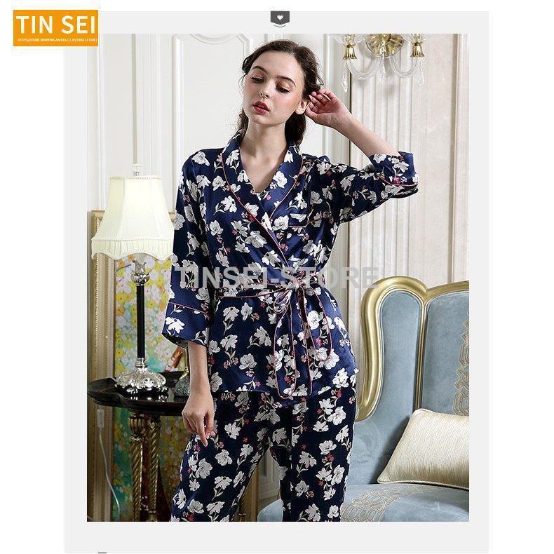 ネット限定】【ネット限定】パジャマ 繻子織りシルク生地 パジャマ