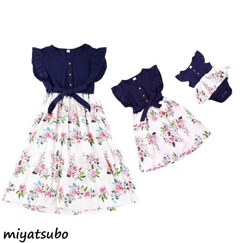 親子コーデ ベビー ワンピース 親子お揃い リゾート 親子ペアルック レディース 花柄ワンピース 女の子 キッズ ワンピ 子供用 ママ 子供服ワンピース 家族旅行 Tz4 スーパーみやつぼ 通販 Yahoo ショッピング