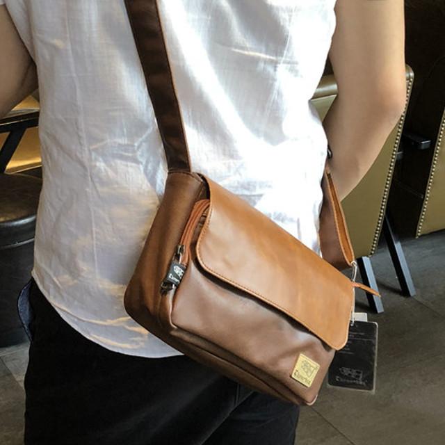 メンズ ショルダーバッグ PUレザー 3色 ブラウン ダークブラウン